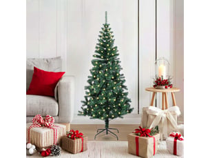 Sapin de noël artificiel, arbre de noël pré-éclairé vert 120 cm pvc et métal shl2662