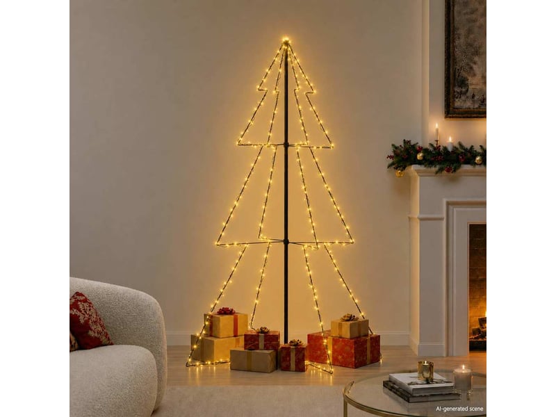  Arbre de noël, sapin de noël cône 240 led d'intérieur-d'extérieur 118x180 cm  - Conforama B