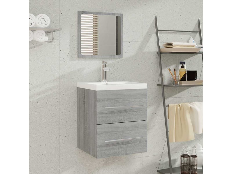  Meuble de lavabo avec bassin intégré sonoma gris bois d'ingénierie shl8753  - Conforama B