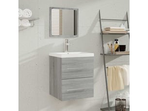 Meuble de lavabo avec bassin intégré sonoma gris bois d'ingénierie shl8753
