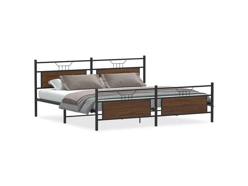  Lit double- lit adulte -  cadre de lit en métal sans matelas chêne marron 200x200 cm  - Conforama A