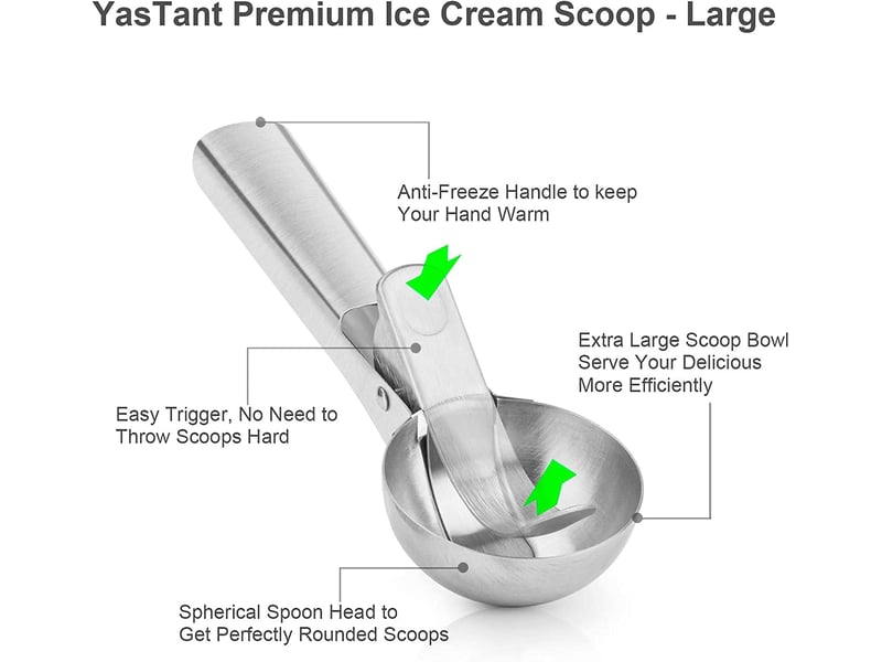  2 pièce cuillère à glace en acier inoxydable cuillère scooper avec déclencheur pour crème glacée fruits pâte à biscuits boule de glace  - Conforama B