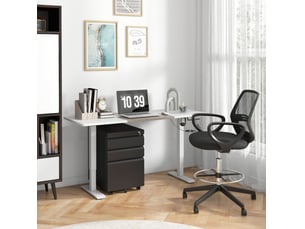 Caisson de bureau à roulettes 39 x 48 x 60 cm noir en acier, 3 tiroirs verrouillables pour dossiers