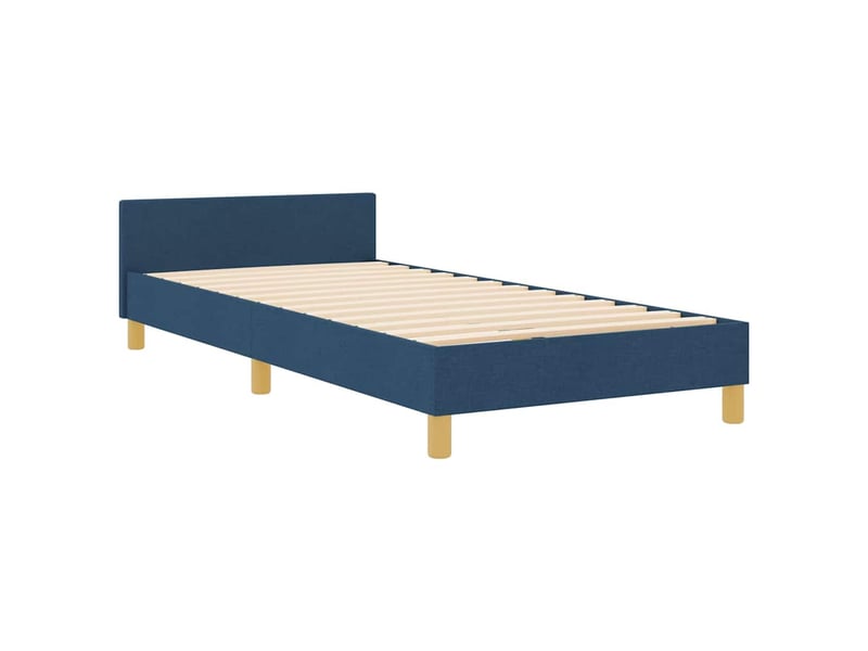  Lit simple- lit adulte -  cadre de lit avec tête de lit bleu 100 x 200 cm tissu  - Conforama C