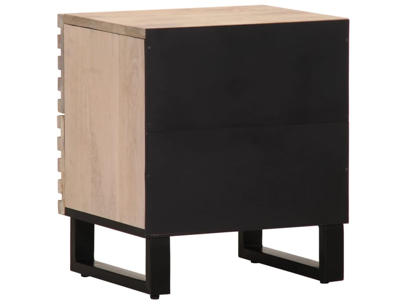  Lot de 2 tables de chevet - cabinet de chevet - table de nuit 40x34x46 cm bois manguier massif blanchi  - Conforama E