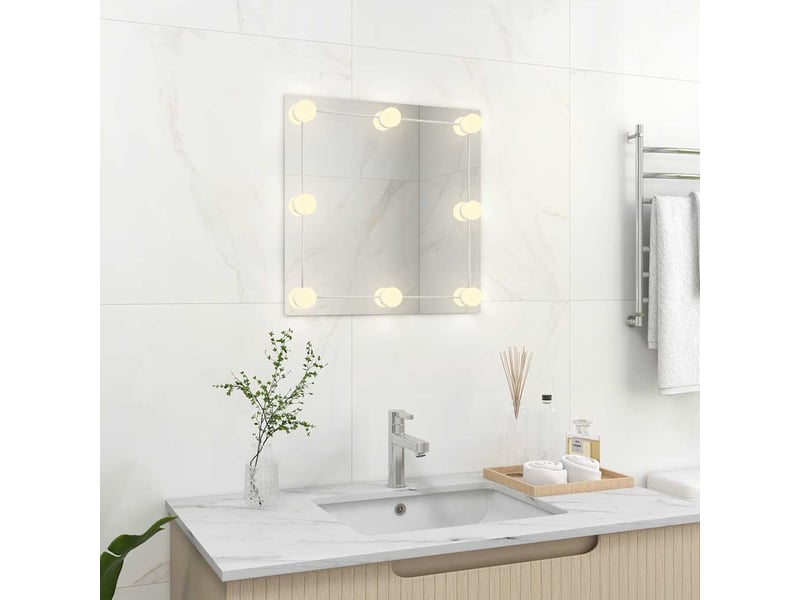  Miroir mural avec lampes led carré verre cf62811  - Conforama C