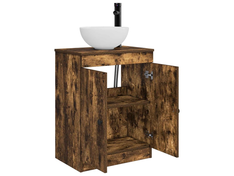  Meuble de salle de bain avec évier chêne fumé 54x35x83 cm shl2434  - Conforama D