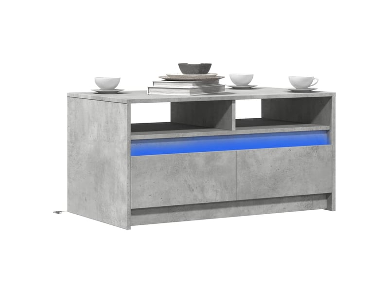  Table basse - table de salon - table à thé avec lumières led gris béton bois d'ingénierie  - Conforama B