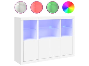 Buffets avec lumières led 3 pcs - bahut - meuble de rangement blanc bois d'ingénierie