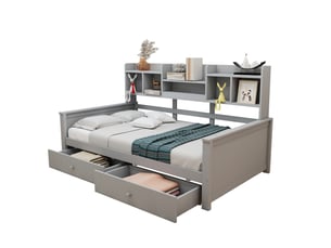 Lit simple 90x200 cm    coloris gris