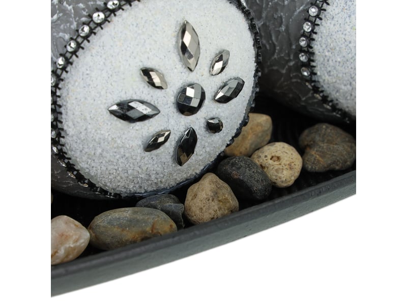  Lot de 3 bougeoirs ronds décoratifs pour table ambiance cosy 30 x 10 x 5 cm en métal argenté 13_0011902  - Conforama D