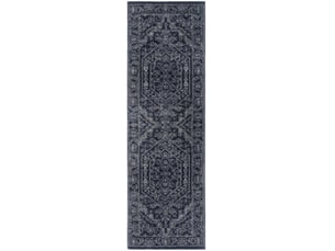 Tapis médaillon en polypropylène bleublanc, 76 x 305 cm