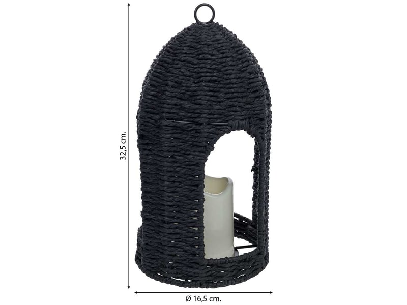  Lanterne en papier noir avec bougie led d16,5x3032,5 h cm  - Conforama C