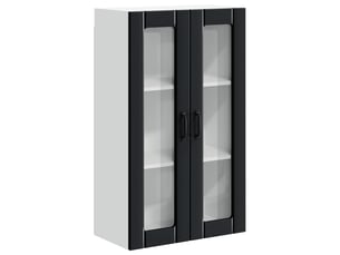 Meuble mural de cuisine, cabinet en verre mural noir 60x31x100cm shl6868