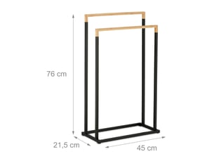 Porte-serviettes décoratif moderne avec 2 barres décalées 65 x 50 x 10 cm en fer naturel 13_0015455