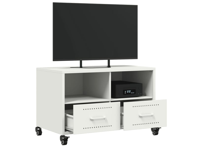  Meuble tv - banc tv - meuble de rangement blanc 68x39x43,5 cm acier  - Conforama E