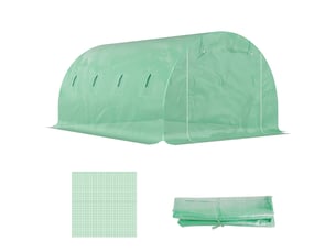 Serre en polyéthylène avec 8 fenêtres, porte sectionnelle et bords enterrés, 4 x 3 x 2 m, verte