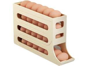Boîte à œufs empilable avec couvercle transparent – distributeur automatique pour frigo, 14 œufs, couleur beige