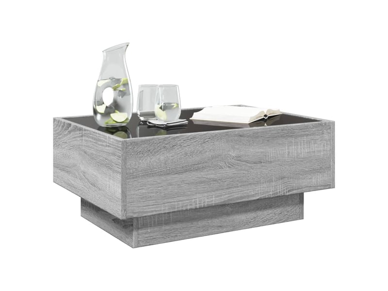 Table basse - table de salon - table à thé avec led sonoma gris 70x50x30 cm bois d'ingénierie - Conforama E