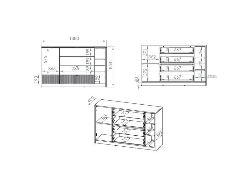  Selsey torino - buffet - 138 cm - blanc Torino - Conforama E