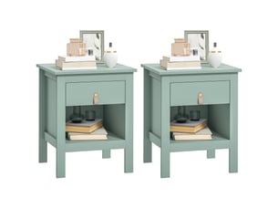 Lot de 2 tables de chevet avec tiroir et compartiment ouvert, 45 x 40 x 55 cm, vert
