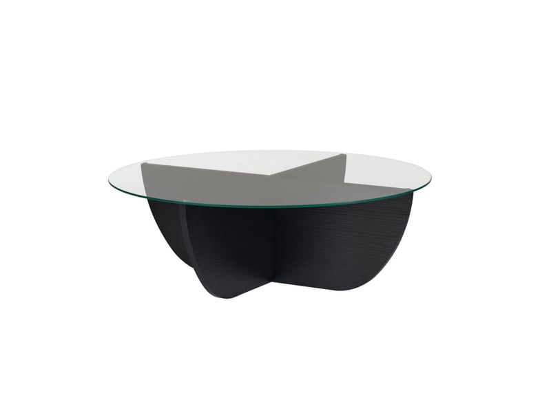  Table basse de salon en verre trempé et bois mdf mélaminé bois noir 90 x 90 x 30 cm  - Conforama A