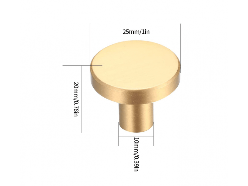  6 boutons pour tiroirs, boutons dorés pour meubles, boutons ronds pour armoires, boutons pour tiroirs en laiton doré, tirateurs pour portes de cuisine  - Conforama E