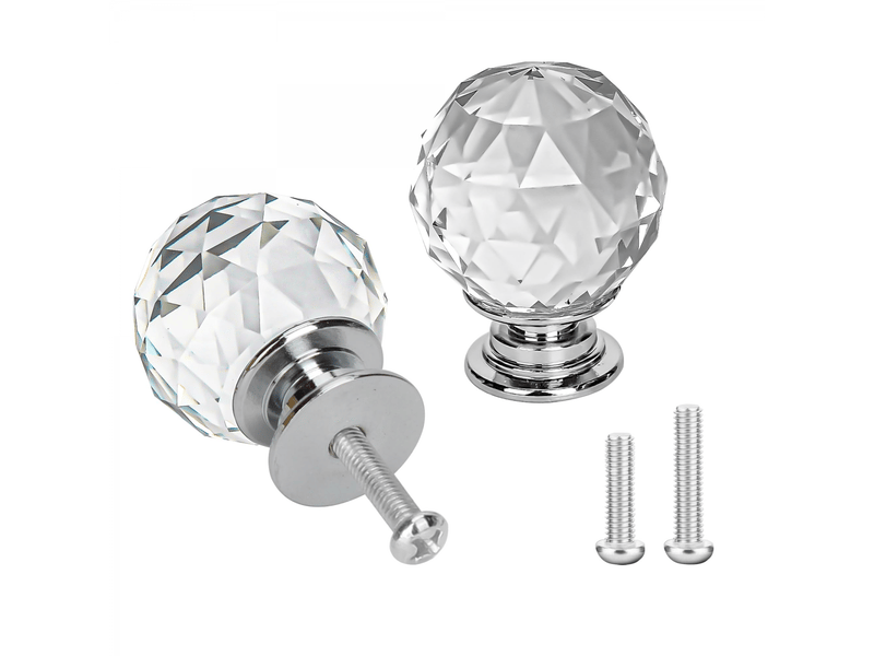  Bouton de tiroir diamant 12 pièces bouton sphérique pour meubles diamant, poignée pour meubles avec 2 tailles de vis, pour tiroirs d'armoires  - Conforama A