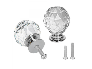 Bouton de tiroir diamant 12 pièces bouton sphérique pour meubles diamant, poignée pour meubles avec 2 tailles de vis, pour tiroirs d'armoires