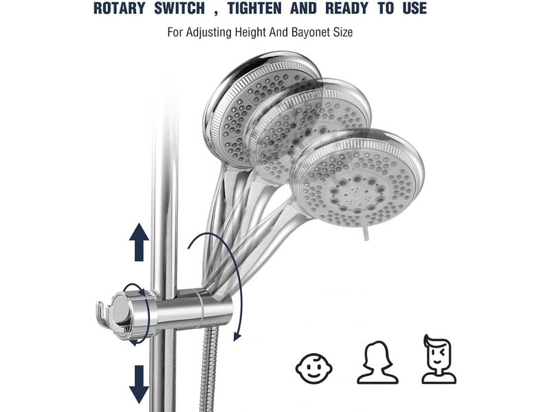 Support de pommeau de douche, support de douche sans perçage, diamètre réglable de 18 à 25 mm, support de pommeau de douche avec crochet - Conforama C