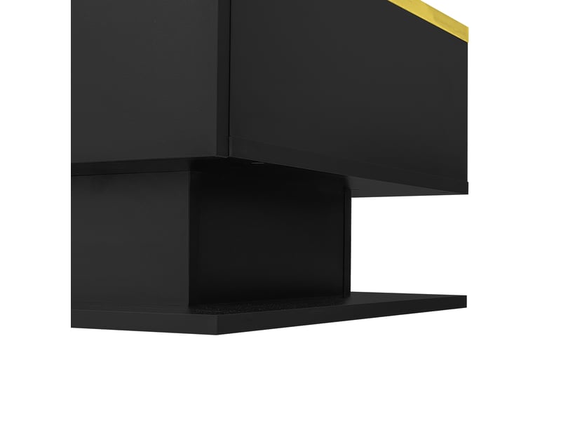  Table basse avec rangement ouvert et led 16 couleurs, en panneaux de particules et verre, noir, 100 × 50 × 32,5 cm  - Conforama E