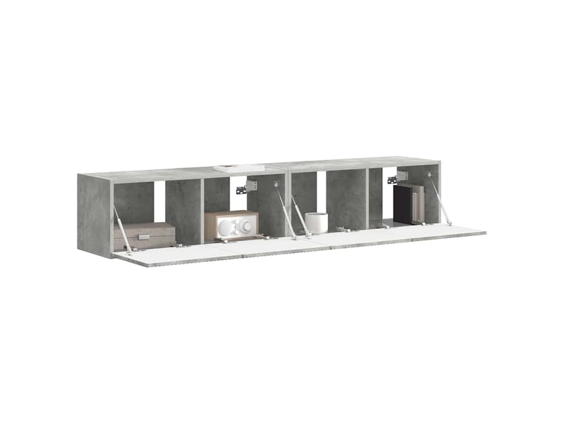  Meuble tv - banc tv - meuble de rangement mural 2 pcs béton bois d'ingénierie  - Conforama C