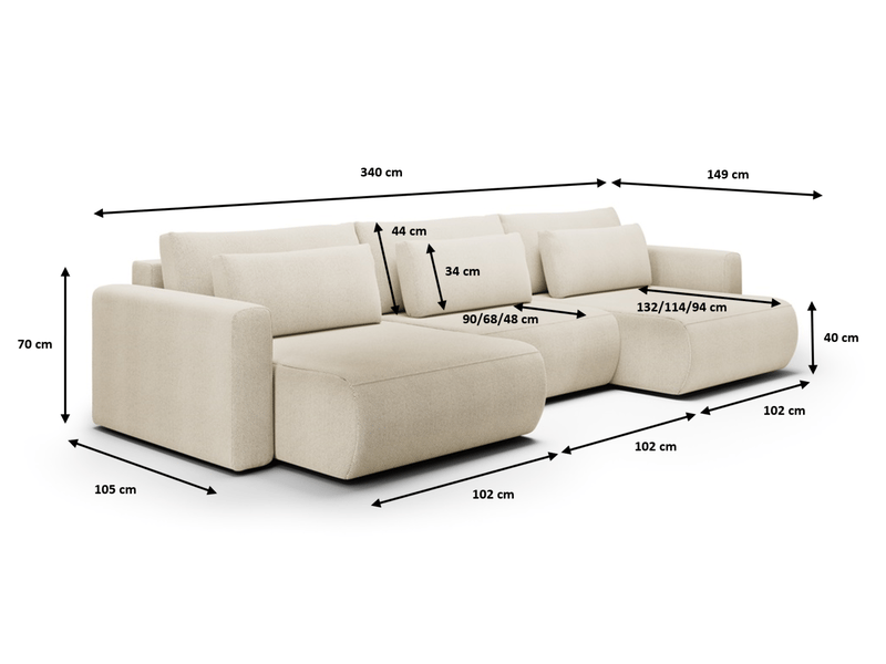  Canapé d'angle convertible 5 places welly u bleu  - Conforama E