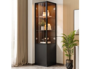 Vitrine coloris noir 2 étagère(s) MODFU - 40 cmx160 cm