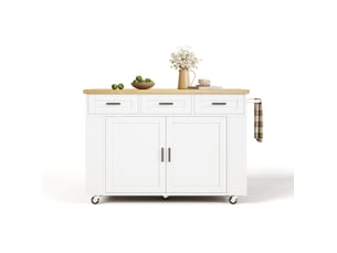 Desserte de cuisine 120 x 45-70 x 84 cm avec plateau rabattable, prises usb, rangements, tiroirs et roulettes