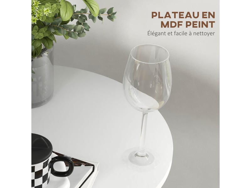  Table de bar ronde table de bistro mange-debout table de cuisine style plateau contemporain peint et cadre en acier  - Conforama E