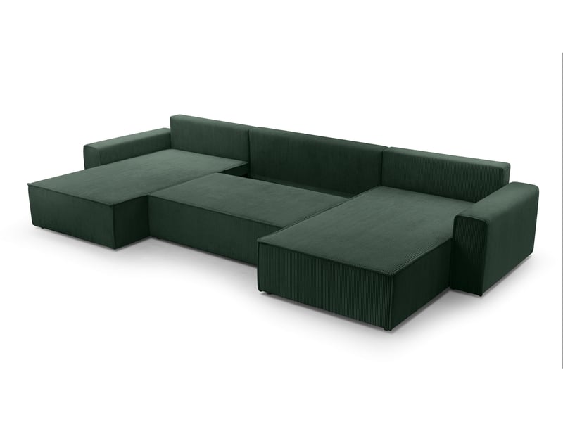 Canapé d’angle en velours côtelé blanc cedria – 287 cm Cedria U - Conforama D