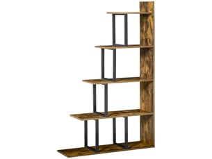 Étagère bibliothèque séparateur de pièce style industriel en escalier 5 étagères 102 x 30 x 160 cm coloris brun rustique