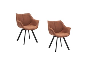 Lot de 2 chaises design comfy pivotantes à 180° en microfibre marron et pieds noirs