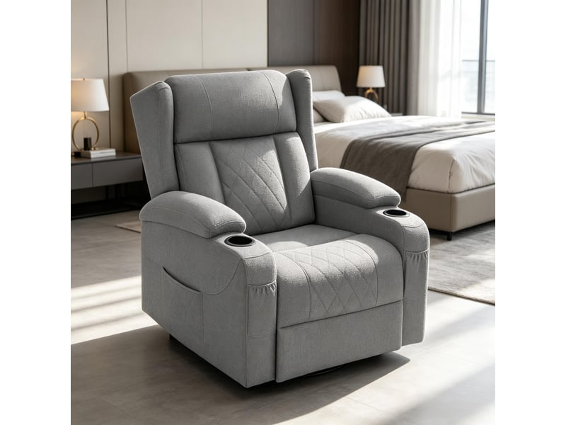  Fauteuil relax pivotant avec repose-pieds, modèle élégant pour salon, 1 pièce  - Conforama D