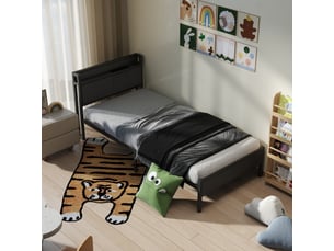Lit simple 90x200 cm <strong>BEAOK</strong>  <strong></strong> coloris noir