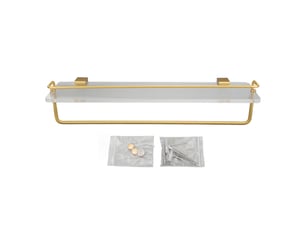 Étagère flottante en aluminium acrylique avec barre de serviette, porte-serviettes