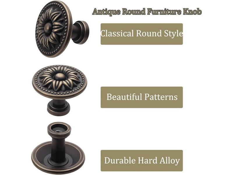  Lot de 12 tirettes anciennes, poignées rétro pour portes, tiroirs de cuisine et commodes  - Conforama B