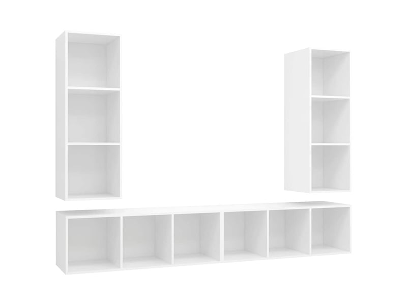  Meubles tv - banc tv - meuble de rangement muraux 4 pcs blanc bois d'ingénierie  - Conforama A