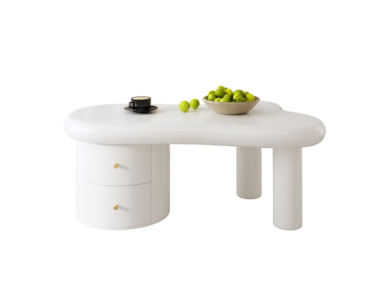  Table basse, blanc, 2 tiroirs, design moderne et fonctionnel pour salon  - Conforama A