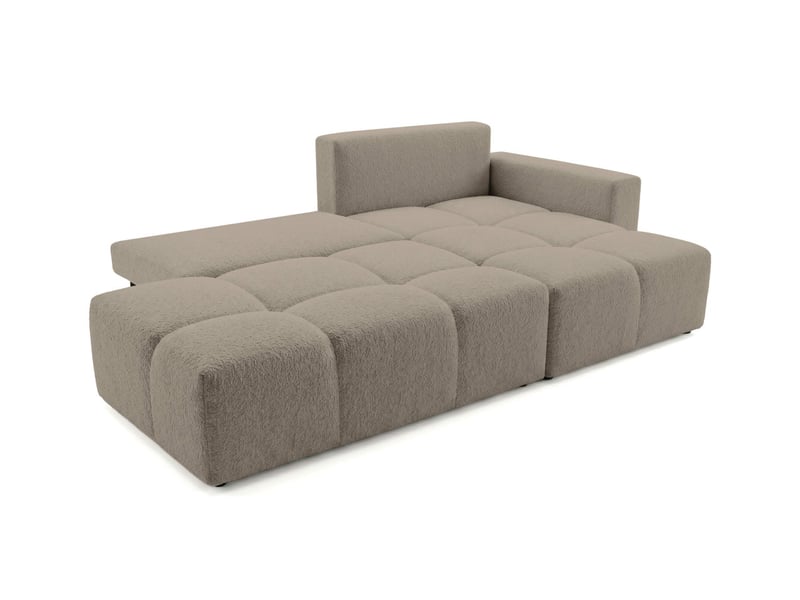 Celine - canapé d'angle fixe convertible 4 places en bouclette - Conforama C