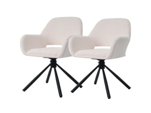 Lot de 2 chaises de salle à manger pivotantes,avec accoudoirs,tissu sherpa,blanc