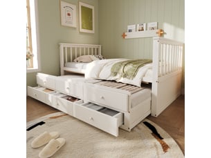 Lit gigogne 90x200 cm <strong>STILVORA</strong>  <strong></strong> coloris blanc