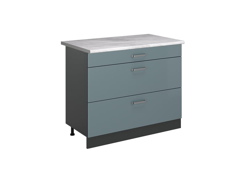  Vicco meuble cuisine, bleu-grisanthracite, 100cm plan de travail marbre  - Conforama A