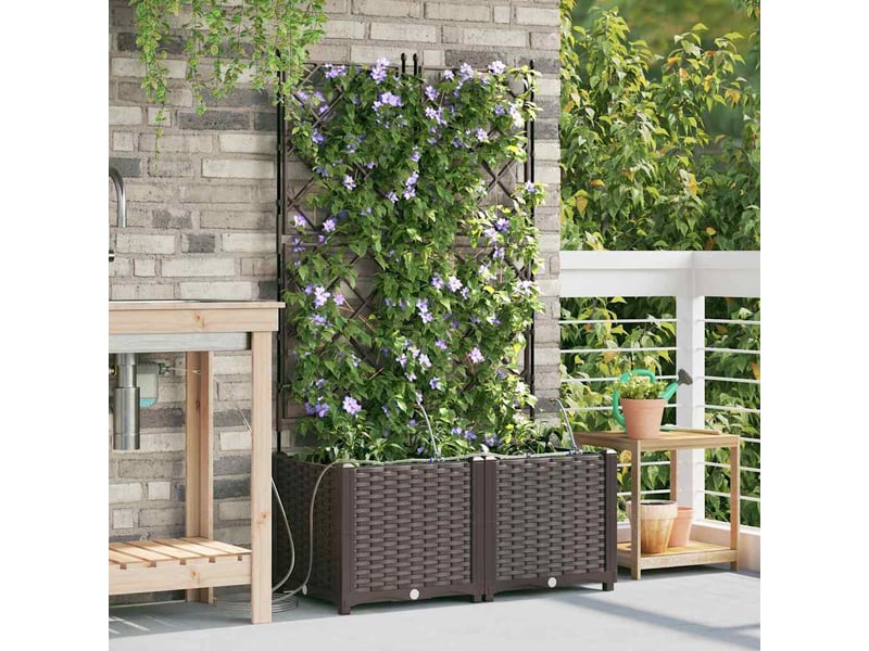  Jardinière - cache-pot de jardin 2 pcs marron 80 x 40 x 142 cm pp  - Conforama B